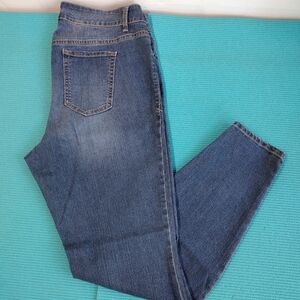 Old Navy Super Skinny Mid Rise Women's Blue Distressed Jeans 18 Plus Reg